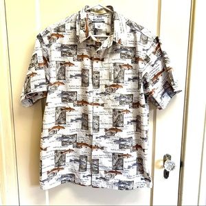 Columbia Mens M River Lodge Fish Print Shirt
